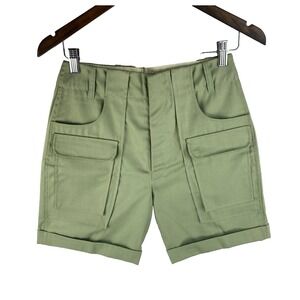 LL Bean 12 (26") Vtg 60s 70s Cursive Patch Pocket Cargo Shorts Hiking Olive‎